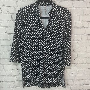 Lulu-B black and white heart tunic shirt Small S